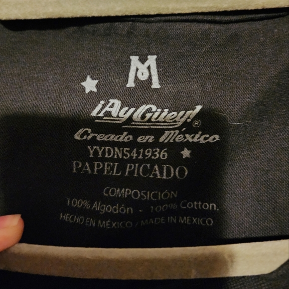 Ay Guey! Black And White Papel Picado Sugar Skull Tshirt Size M - Picture 4 of 5